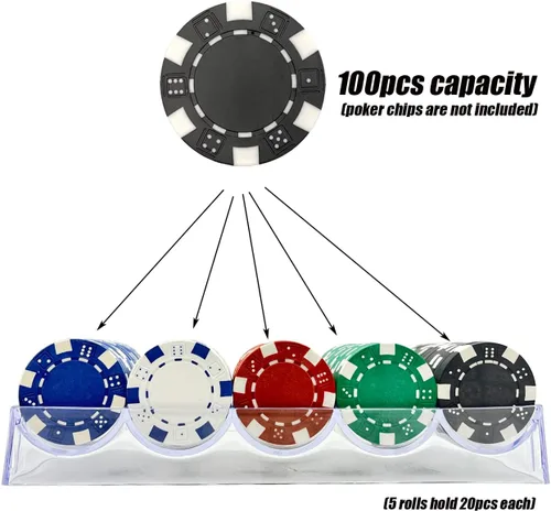 Miniatura 2 de SEETOOOGAMES Bandeja de fichas de póquer, soporte acrílico transparente para fichas de casino, vitrina de almacenamiento de fichas para Texas