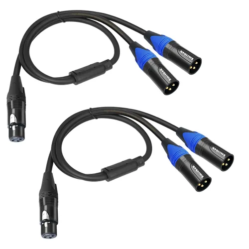 Miniatura 8 de Smithok Cable divisor XLR, hembra a doble macho Y (divisor XLR 1 hembra a 2 macho), adaptador de audio de cable divisor de micrófono equilibrado