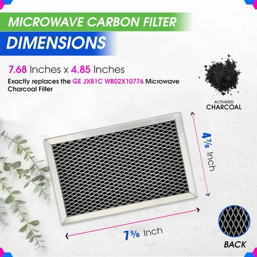 Miniatura 3 de Filtro de repuesto para microondas de 7.68 x 4.85 pulgadas, JX81C WB02X10776 GE Filtro de carbón para microondas, también se adapta al filtro