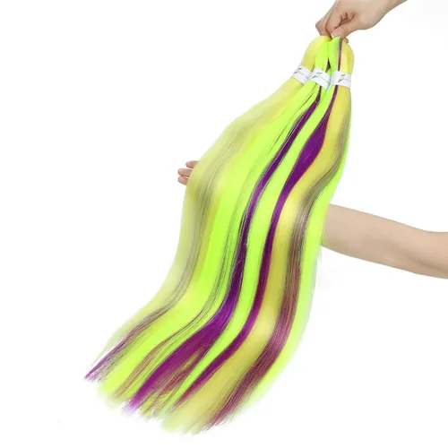 Miniatura 5 de Extensiones de cabello trenzado preestirado colorido, 3 colores, mezcla de cabello trenzado para niñas, 26 pulgadas, 3 paquetes