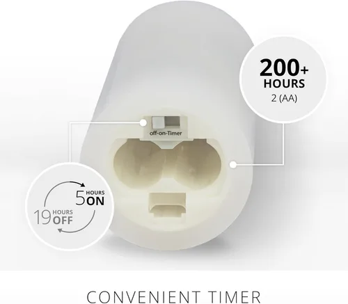 Miniatura 4 de Luminara Vela LED clásica delgada sin llama, blanca de 2 x 7.9 pulgadas, pilar de llama móvil con temporizador, vela de cera realista segura, Blanco
