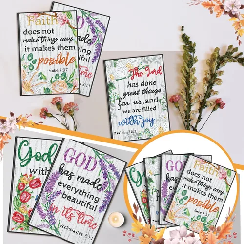 Miniatura 6 de Ctosree Paquete de 4 cuadernos de pintura de diamantes de la Biblia, regalo cristiano religioso A5, cuaderno de arte de diamantes para mujer, citas