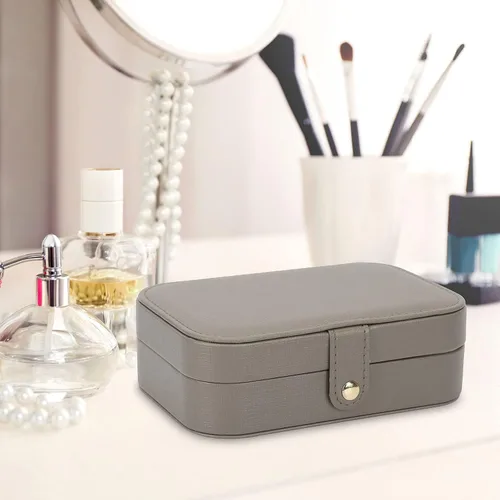 Miniatura 7 de FEISCON Organizador de joyas, pequeño joyero, mini joyero, estuche de viaje, almacenamiento y organizador portátil de joyería, caja