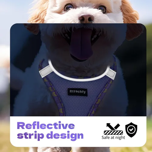 Miniatura 5 de Rttochfy Arnés para perro pequeño, arnés suave y reflectante para cachorro, arnés y correa para perros de tamaño pequeño, entrenamiento y caminar