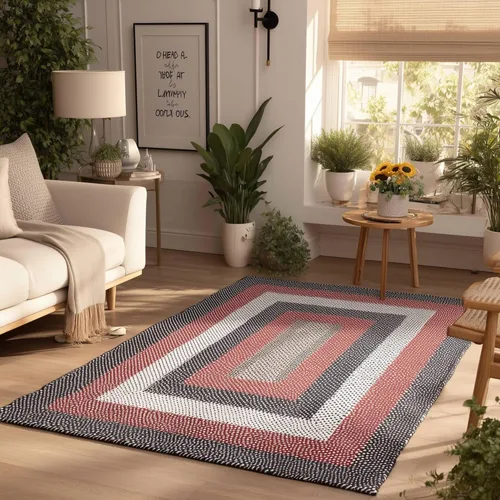 Miniatura 16 de Super Area Rugs Alfombra trenzada azul de 7 x 9 pulgadas, alfombra tejida ovalada para sala de estar, alfombra trenzada de granja, alfombra