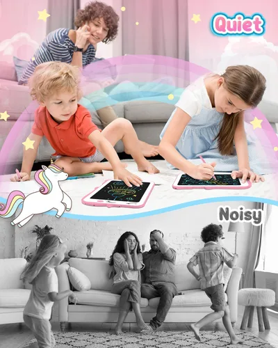 Miniatura 7 de Tableta de escritura LCD para niños, tableta de dibujo colorida de 8.5 pulgadas, juguete de unicornio para niñas y niños de 3, 4, 5, 6, 7, 8 años