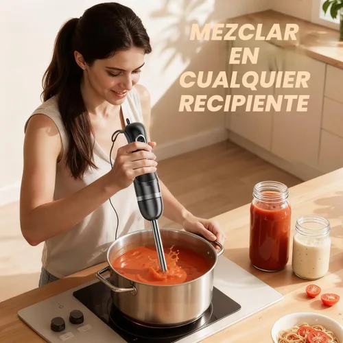 Miniatura 7 de Licuadora de inmersión de mano, licuadoras eléctricas con cable, batidora portátil con 2 velocidades de mezcla y emulsionante de cuchillas de acero