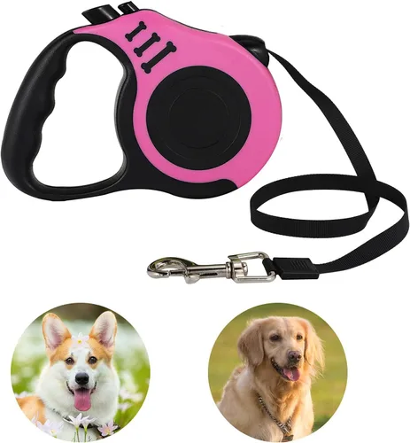 Miniatura 4 de Correa retráctil resistente para perros o gatos pequeños, cinta de nailon 360 sin enredos, mango antideslizante, con dispensador de bolsas de basura