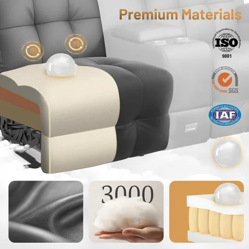 Miniatura 5 de Sofá reclinable biplaza, asiento de cine en casa de 4 plazas, sofá reclinable con USB, consola central, sillón reclinable de pared para caravana