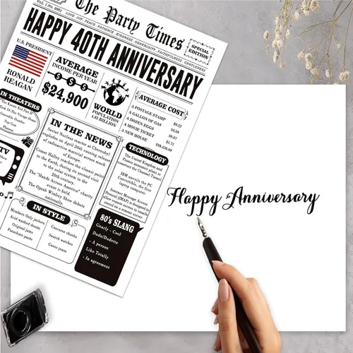 Miniatura 4 de Missonemi Tarjeta de regalo de 40 aniversario para mujeres y hombres, tarjeta jumbo de 40 aniversario de boda, ideas de regalo para abuelo, abuela