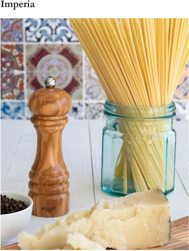 Miniatura 2 de Bisetti Imperia Molinillo de pimienta de madera de olivo de 5,12 pulgadas con molinillo ajustable Natural