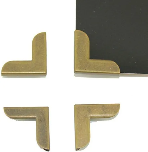 Miniatura 6 de 50 protectores de esquina de metal de 0.78 x 0.78 pulgadas (0.787 x 0.787 in), soportes de esquina decorativos para álbumes, menús, marco de fotos