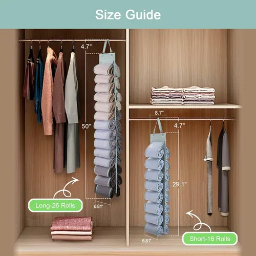 Miniatura 6 de DHSFKBE Organizador de Almacenamiento de Leggings - 2 PCS Organizador de Camisetas, Organizadores de Armario Colgantes y Almacenamiento con 16 Gris