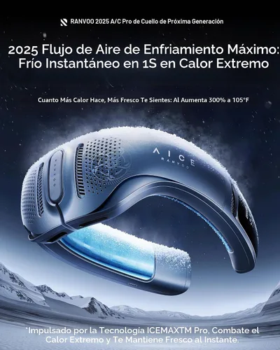 Miniatura 2 de RANVOO AICE LITE Plus 2025 Max Flujo de Aire de Enfriamiento [No.1 Más Fresco y Duradero] Aire Acondicionado para el Cuello, Ventilador de Cuello