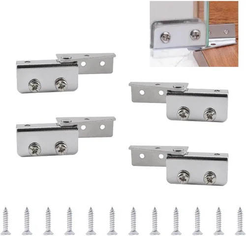 Bisagra de puerta de cristal, 2 pares de bisagras de pivote de puerta de vidrio montadas en el lado de acero, sin marco, abrazadera ajustable, kit