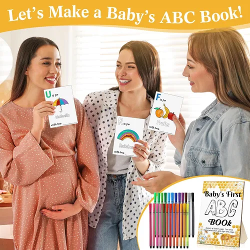 Miniatura 6 de Geelin 51 piezas de libro ABC del primer libro ABC del bebé, libro de visitas, alternativa educativa, 26 tarjetas para colorear del alfabeto de la A