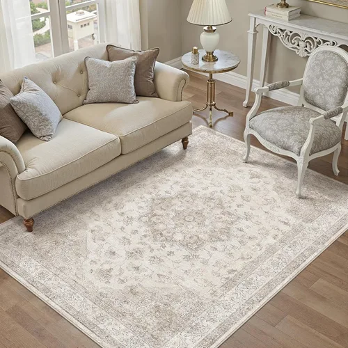 Miniatura 54 de PureCozy - Alfombra de área beige de 8 x 10, lavable, vintage, alfombra para sala de estar, dormitorio, gran alfombra suave retro de pelo bajo