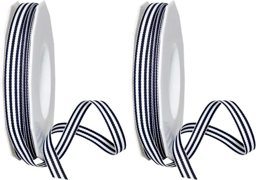 Miniatura 2 de Morex Ribbon, Rayas de grogrén, 3/8 pulgadas por 20 yardas, azul marino
