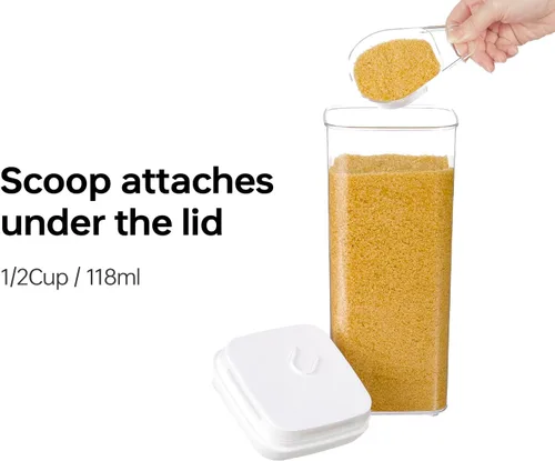 Miniatura 7 de Felli Flip Tite - Recipiente de almacenamiento de alimentos acrílico con tapa, 6 pulgadas, XL, con sello de anillo hermético y parte superior, Blanco
