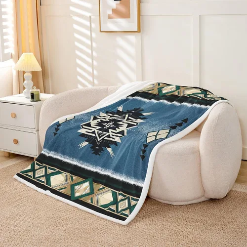 Miniatura 3 de Manfei Manta azteca nativa americana para decoración de habitación de niños y niñas, manta retro tribal geométrica bohemia para sofá, manta de forro
