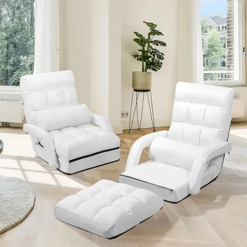 Miniatura 2 de Giantex Chaise Lounge - Sillón plegable multiusos para interiores, 6 posiciones ajustables, reposabrazos integrados, almohada lumbar, asiento