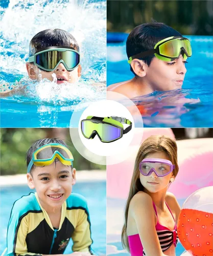 Miniatura 7 de NSSIW Gafas de natación para niños, antiniebla, sin fugas, con clip para la nariz, tapones para los oídos para niñas, niños y jóvenes, 6-14, paquete