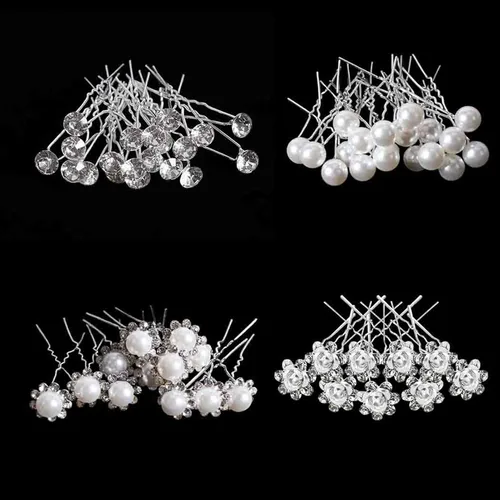 Miniatura 10 de 40 horquillas para el pelo de boda para novia, BetterJonny con diamantes de imitación, pasadores en forma de U, para boda, graduación, novia, dama
