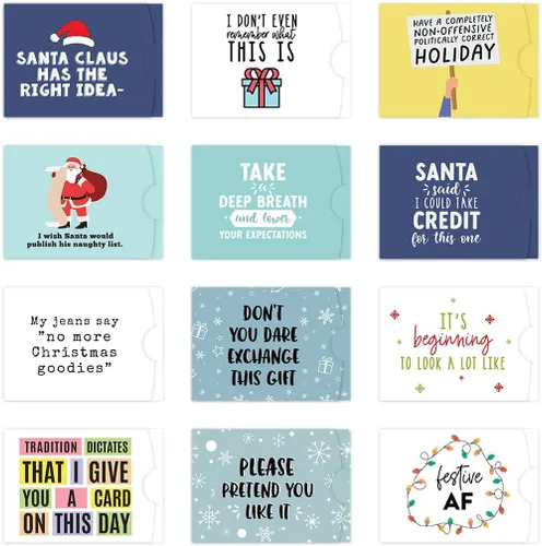 Miniatura 10 de Andaz Press Divertido surtido de portatarjetas de regalo de Navidad, 4.25 x 3 pulgadas para tarjetas de crédito de Papá Noel secreto, elefante