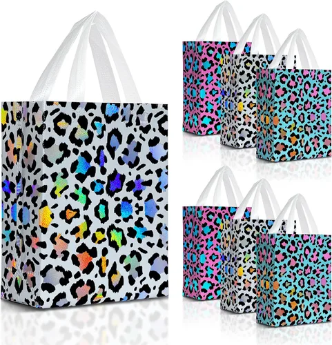 Miniatura 10 de Nush Nush Bolsas de regalo de mariposa con asas de tamaño mediano - Juego de 12 bolsas de regalo florales con brillante impresión holográfica