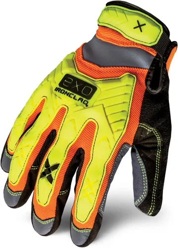 Guantes de trabajo Ironclad para hombre EXO Hi Viz ImpactX, amarillo y naranja de alta visibilidad, X-Large, 1 unidad EE. UU
