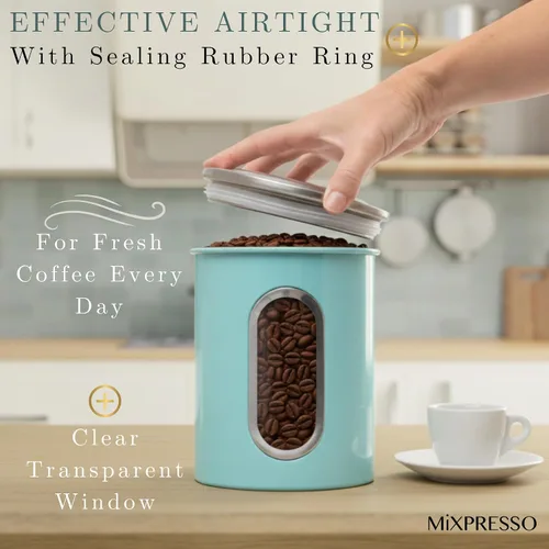 Miniatura 3 de Mixpresso Juego de 3 recipientes de color azul aguamarina para la cocina, juego de recipientes herméticos con ventana transparente, tarros de Azul