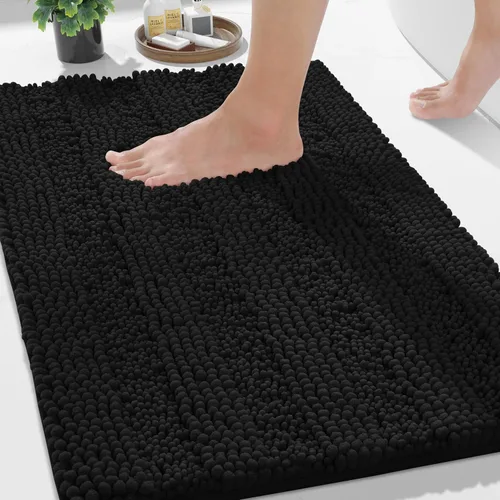 Miniatura 70 de Yimobra Alfombras lavables para baño, alfombra de baño de chenilla súper suave y absorbente para piso y alfombra, alfombra antideslizante de secado