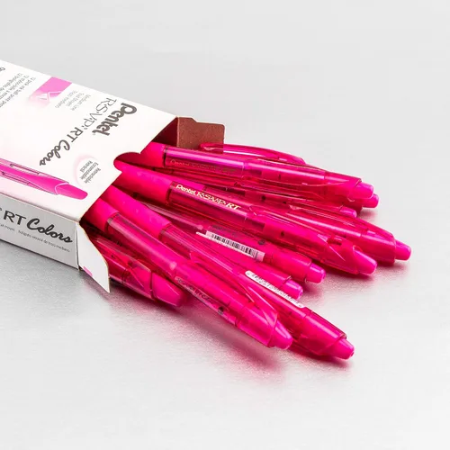 Miniatura 4 de Pentel RSVP RT Colors - Bolígrafo retráctil (1.0mm) trazo medio, color rosa, barril, tinta rosa, caja de 12 (BK93CRP-P)