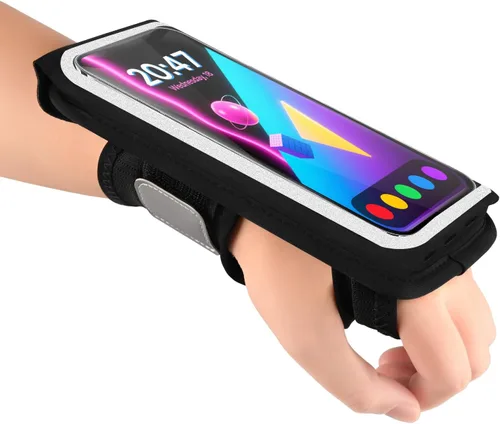 Brazalete deportivo reflectante ajustable y banda de antebrazo para iPhone 17/16/15/14/13 Pro Max, Samsung Galaxy S23/S22, hasta 7 pulgadas, soporte