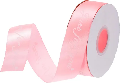 Miniatura 14 de MECCANIXITY Cinta de satén de 1 pulgada de ancho Just for You, cinta de grogrén personalizada de San Valentín de 25 yardas para envolver regalos