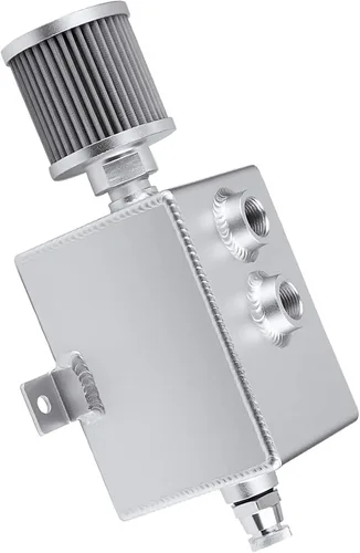 Miniatura 9 de Tanque de Captura de Aceite Universal de 1L con Deflector 10AN, Filtro de Respiración, Depósito de Aluminio en Negro
