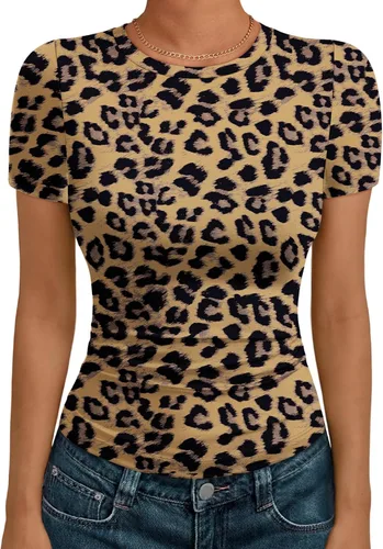 Miniatura 9 de AUTOMET - Camisetas básicas de manga corta para mujer, para verano, entrenamiento o gimnasio, con cuello redondo, ropa moderna estilo Y2K