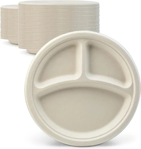 Miniatura 9 de Green Earth, Platos compostables de 12 pulgadas, 125 unidades, fibras de bambú naturales, vajilla diaria – Biodegradable, desechable, forma ovalada