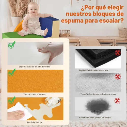 Miniatura 3 de TODIBY Juguetes de Escalada de Cuero PU Suave de 4 Piezas para Niños Pequeños, Bloques de Escalada de Espuma para Niños Pequeños, Conjunto de Juego