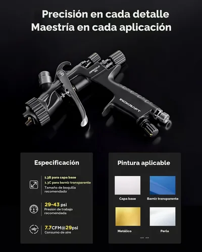 Miniatura 4 de InoKraft Drizzle Pro LVLP - Pistola pulverizadora, rendimiento preciso de bajo exceso de pulverización con diseño ultraligero de 11.99 oz. Incluye