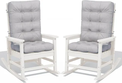 Miniatura 40 de KINGYES Mecedoras de polietileno de alta densidad para exteriores, sillas mecedoras para patio con soporte de 330 libras, balancín suave para porche