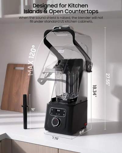 Miniatura 4 de Licuadora al vacío comercial profesional con escudo silencioso, 2026 mejorada 40000 RPM, 3000 W/4 HP de potencia máxima, taza Eastman Tritan de 56