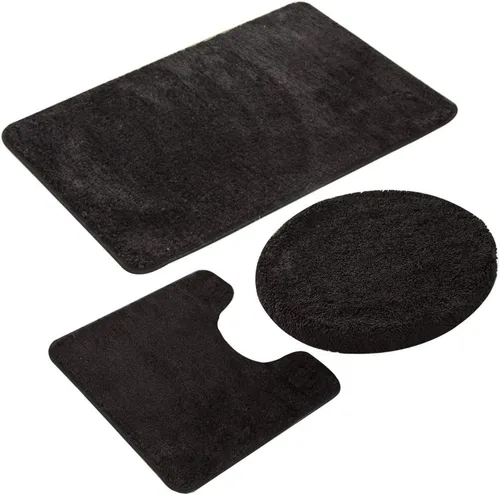 MIFXIN Juego de 3 tapetes de baño antideslizantes suaves, tapetes rectangulares para el suelo + tapete de inodoro en forma de U + cubierta para tapa