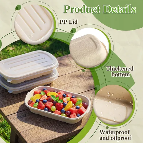 Miniatura 7 de Remerry 50 juegos de 17 oz, tazones desechables con tapas de papel, recipientes desechables de papel para preparación de comidas, recipientes