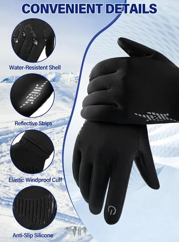 Miniatura 4 de Guantes de invierno para hombre y mujer, guantes térmicos resistentes al viento, para pantalla táctil, unisex, cálidos, antideslizantes, forrados