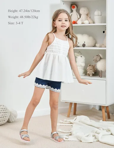 Miniatura 3 de SEYOUAG Conjunto de 2 piezas de ropa para niña pequeña + pantalones cortos de mezclilla