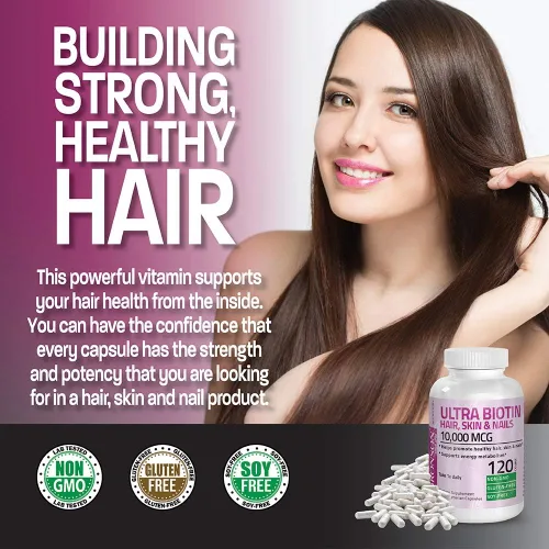 Miniatura 4 de Bronson Ultra Biotina 10,000 Mcg Suplemento para Cabello, Piel y Uñas, Sin GMO, 120 Cápsulas Vegetarianas