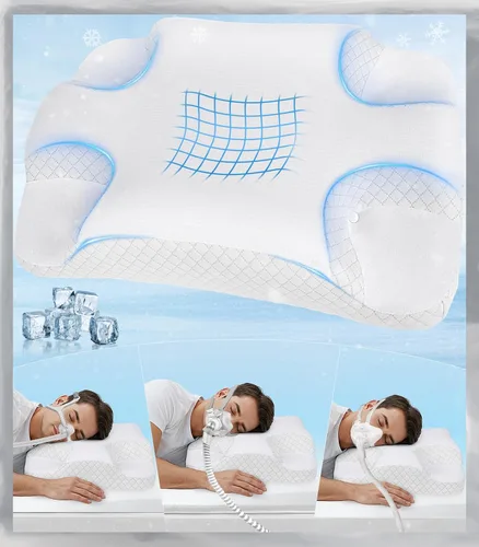 Miniatura 10 de Almohada CPAP para personas que duermen de lado y espalda – Almohada cervical ajustable de espuma viscoelástica para apoyo del cuello y un mejor