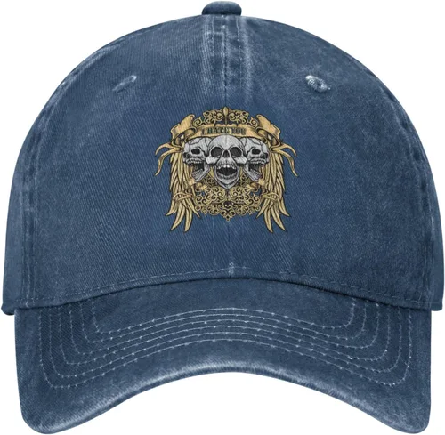 Miniatura 2 de Cowboy Hat Trendy Hats for Man and Women Djustable Four Season Outdoor Baseball Cap of Hell Skull with Angel Navy Blue