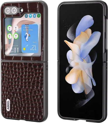Funda de piel auténtica con diseño de cocodrilo para Samsung Galaxy Z Flip 3, diseño de lujo, lindo y delgado brillante con purpurina para mujeres y